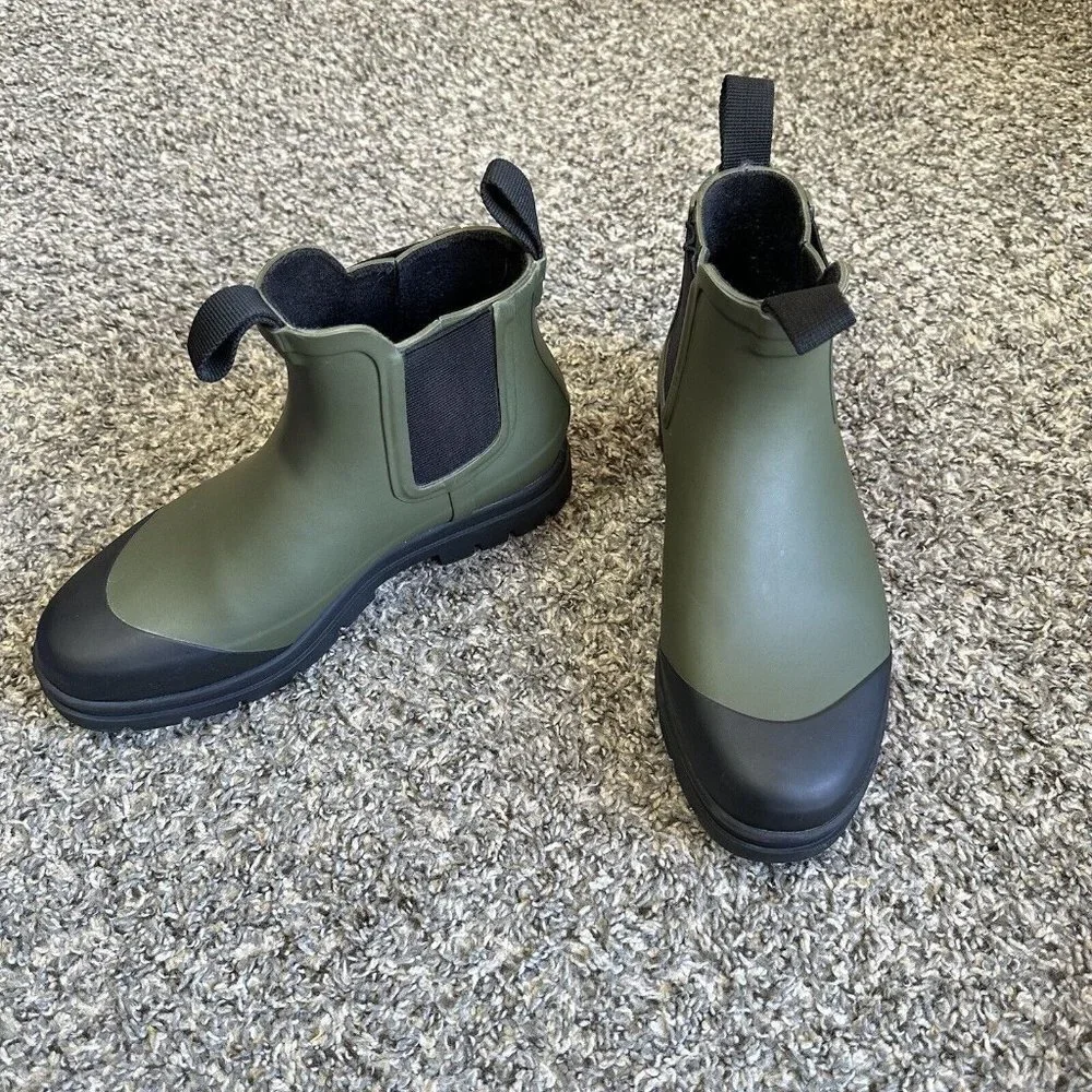 Everlane The Rain Boots Womens Rubber Chelsea Ankle Green Size 6
